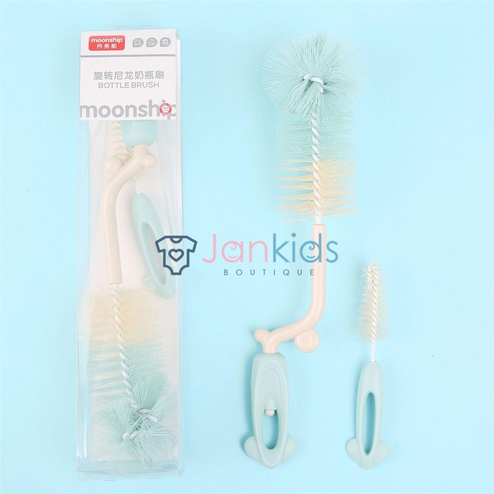 Bộ cọ rửa bình sữa và núm ti Moonship 2 chi tiết - Hàng chính hãng