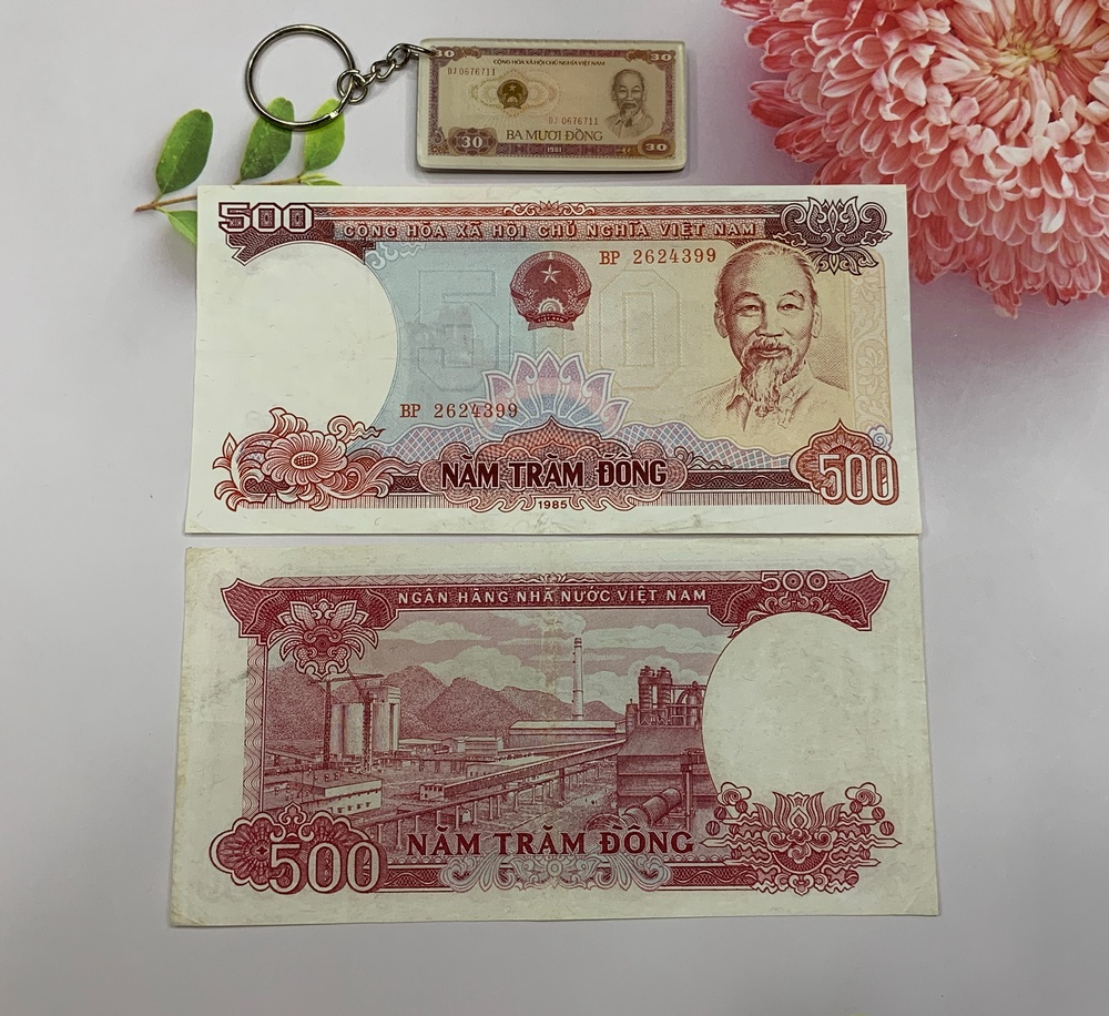 Tờ tiền 500 đồng bao cấp năm 1985 [CHẤT LƯỢNG ĐẸP] tặng kèm móc khóa hình tiền xưa - tiền xưa thật 100%