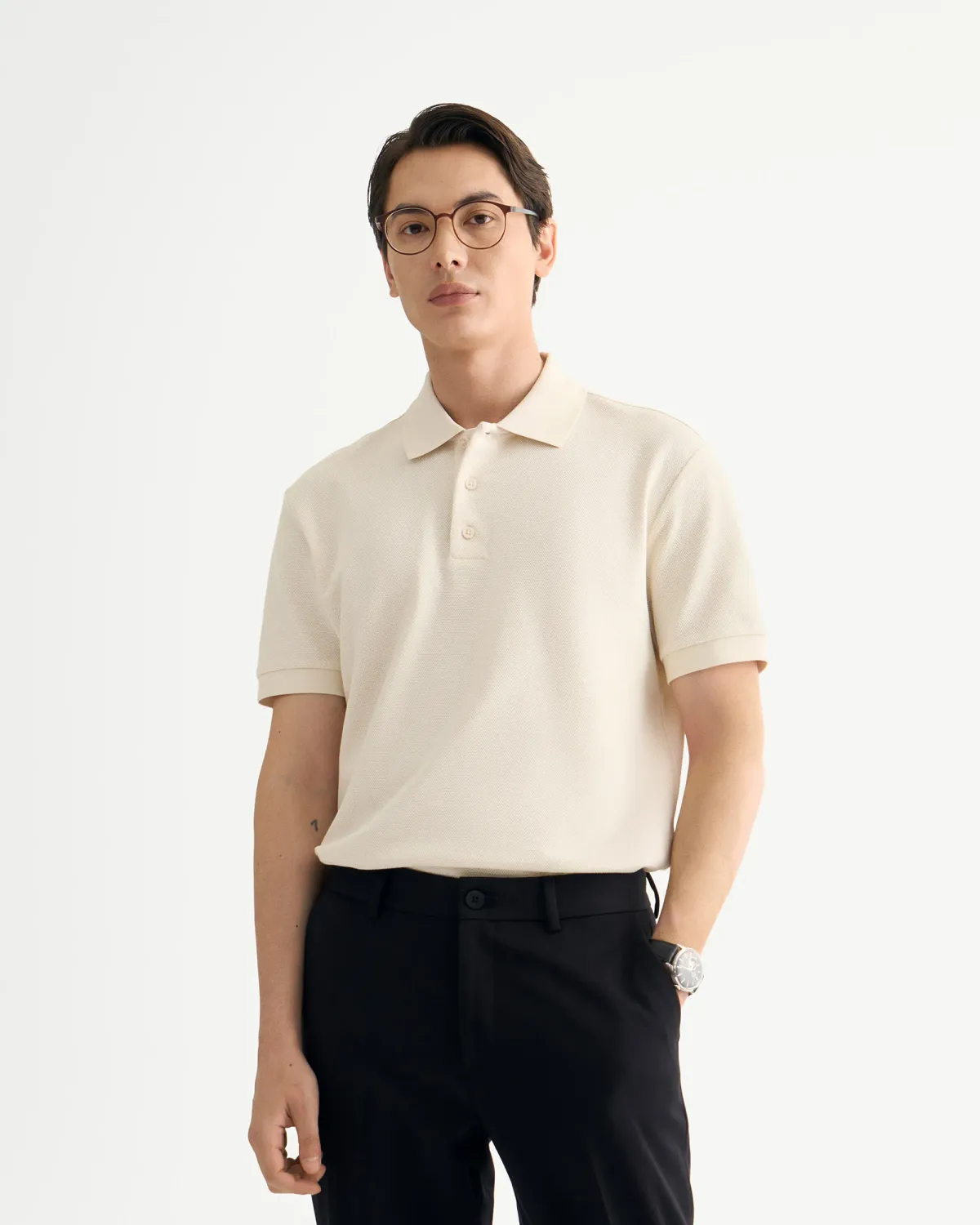 Áo Polo Nam Cotton Tay Ngắn Dệt Lưới Form Fitted - ROUTINE 10F25POL018