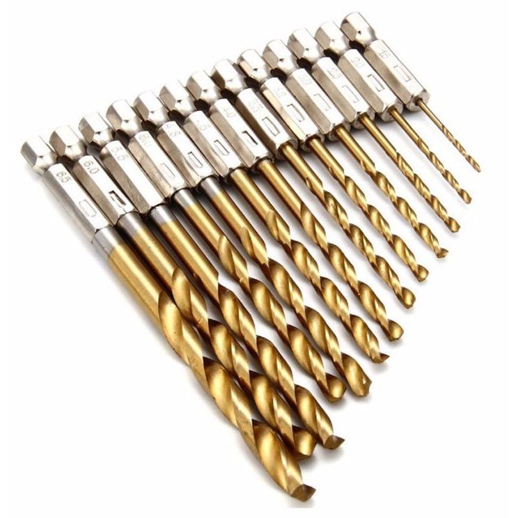 Bộ mũi khoan gỗ, nhôm, mica ,nhựa phủ titanium 13 mũi