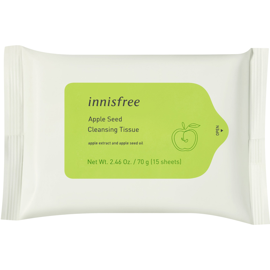 Khăn giấy tẩy trang táo xanh Innisfree Apple Seed Cleansing Tissue 15 tờ