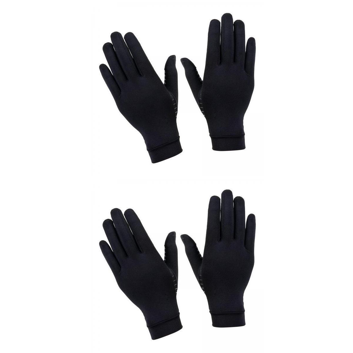 2 Pairs Black Compression Gloves Touch Screen Running Sports Winter Warmer