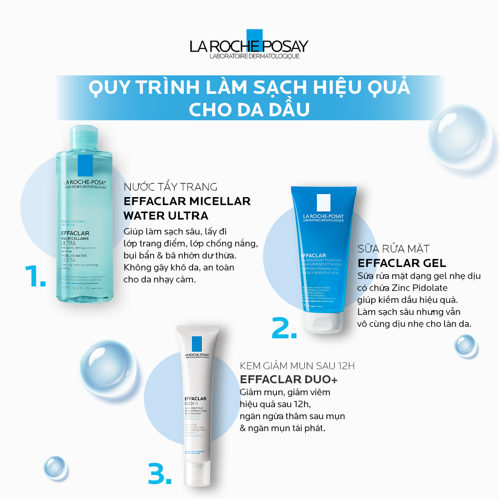 Nước Tẩy Trang Làm Sạch Sâu &amp; Kiểm Soát Bã Nhờn Cho Da Dầu Nhạy Cảm La Roche-Posay Micellar Water Ultra Oily Skin 400ml