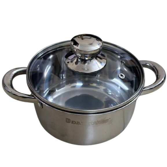 Nồi Inox Nắp Kính 5 Lớp Đáy Giúp Giữ Nhiệt Lâu Nhiều Kích Cỡ 18/20/22/24/26cm