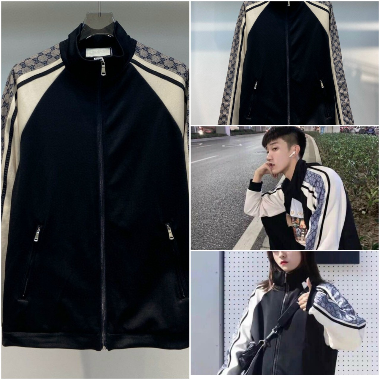 Áo Khoác dù Unisex Hoa Văn GD Cặp Nam nữ-Áo Khoác Gió Có khóa kéo - Thu Đông Kiểu Rộng Couple Jackets