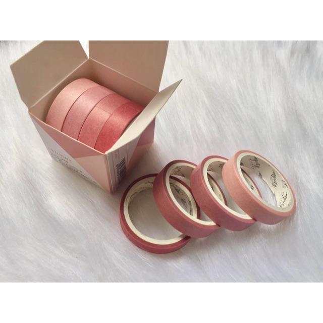 Hộp 4 cuộn Washi Tape - Băng Keo Giấy Dán Trang Trí Sổ