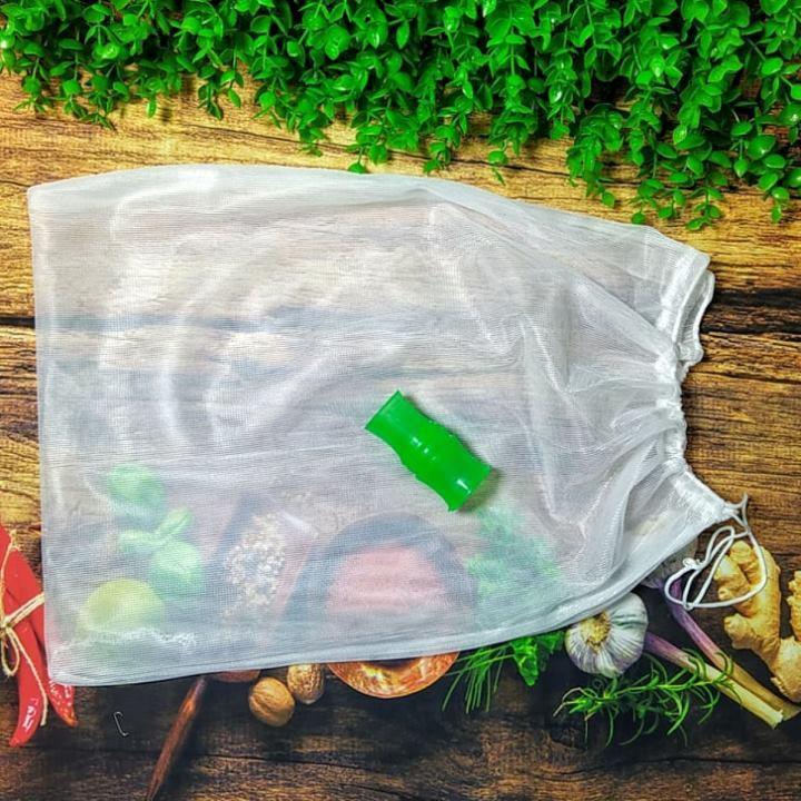 COMBO TÚI LỌC ĐA NĂNG -Kt 24x34cm. Dùng lọc xác trà, đậu nành, nước cốt dừa, rau má. Combo Túi Vải lọc mềm và khoen