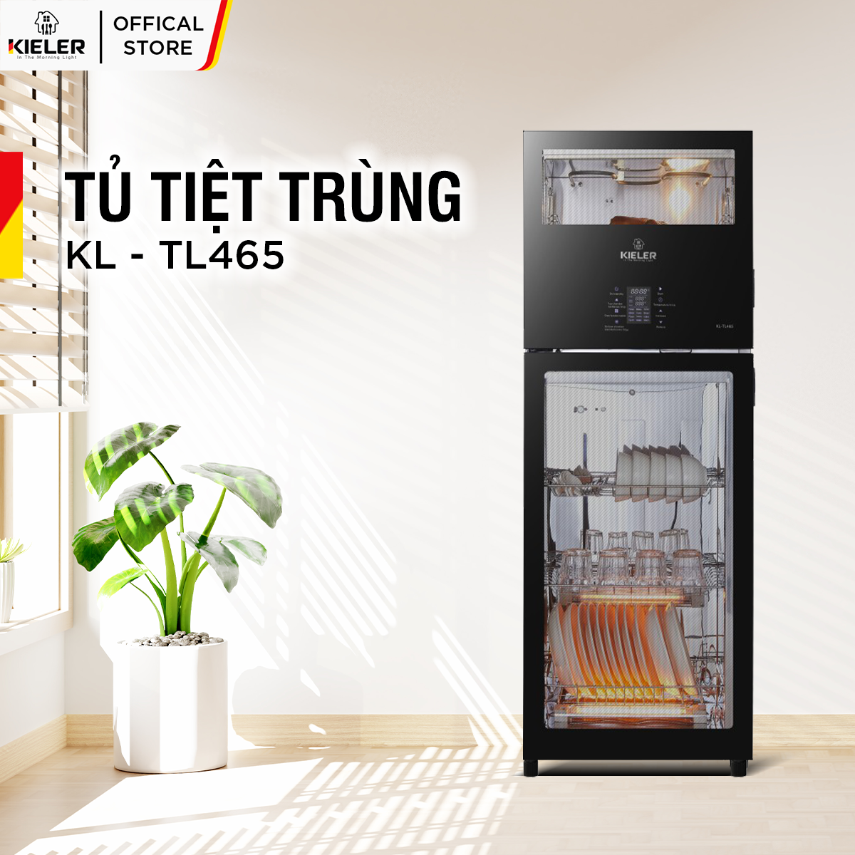 Tủ tiệt trùng Kieler KL-TL465 2 in 1 tích hợp lò chiên thức ăn và khử trùng đồ dùng bếp - Hàng Chính Hãng