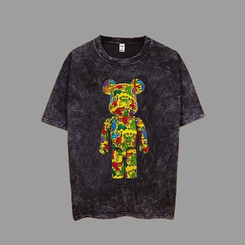 Áo thun tay lỡ Bearbrick nam nữ loang đen chất liệu cotton 100% cao cấp phối dáng unisex