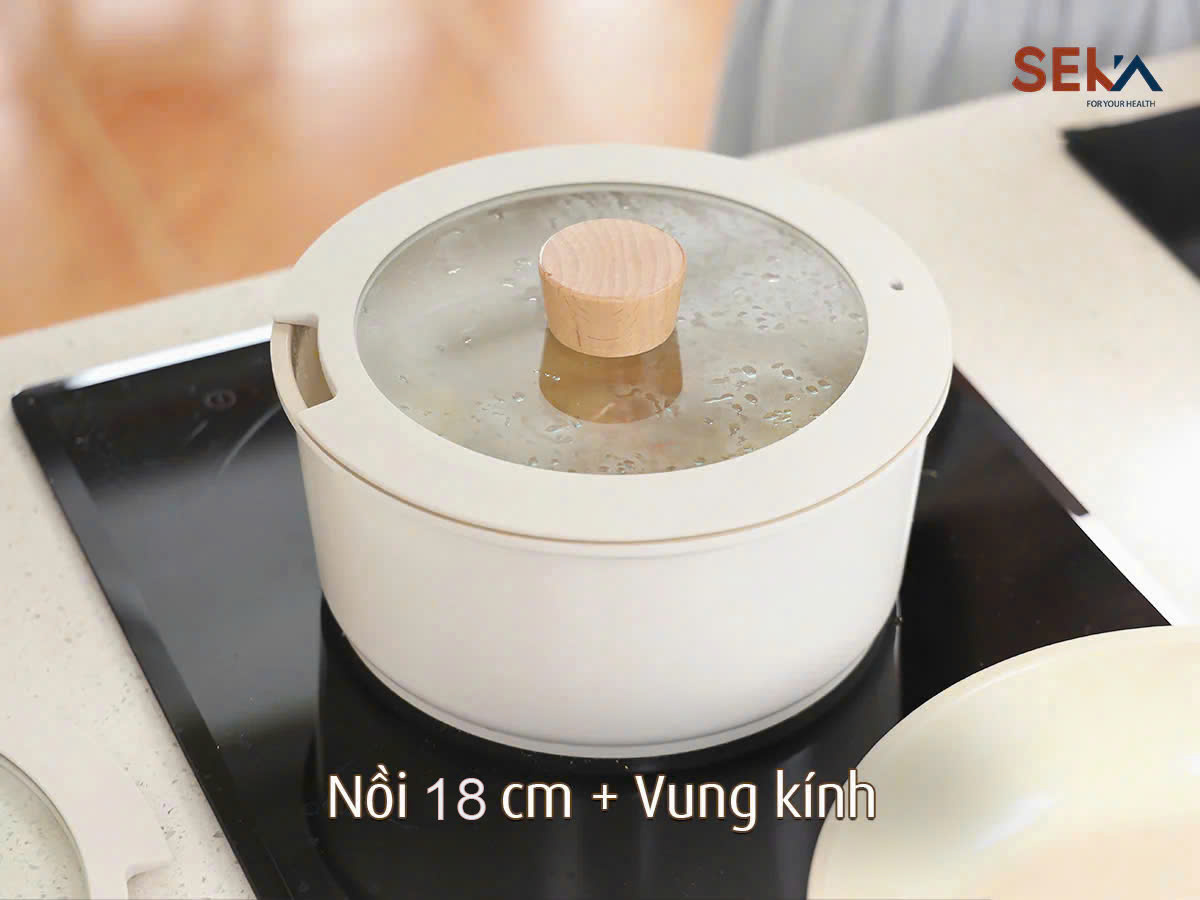 Bộ 3 Nồi Chảo SEKA SKJ6 Nhôm Đúc Nguyên Khối Tay Cầm Tháo Rời Dùng Mọi Loại Bếp - Hàng Chính Hãng Bảo Hành 2 Năm