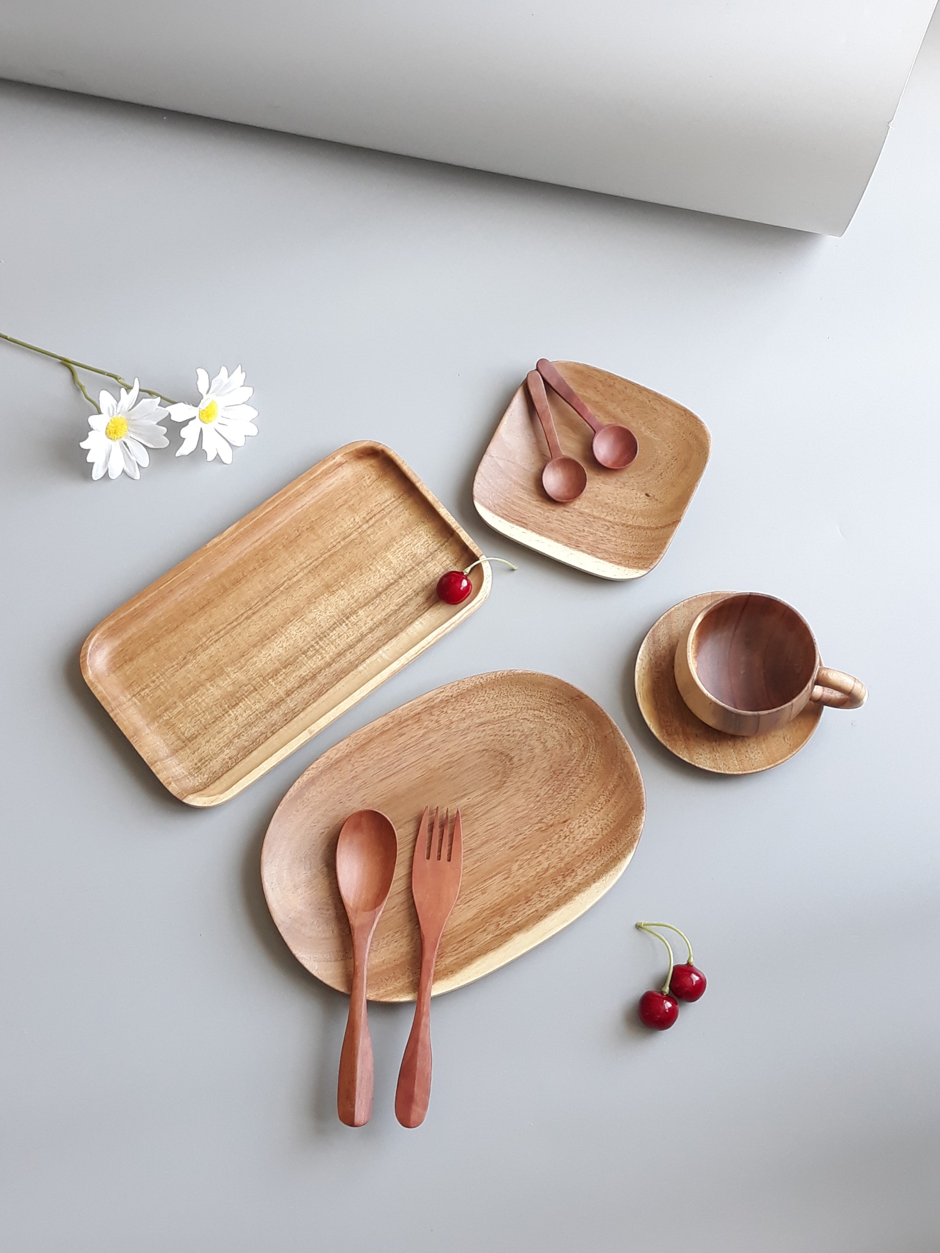 Khay, dĩa gỗ hình vuông, tròn. elip đẹp