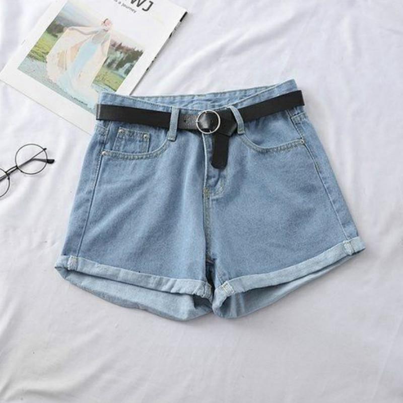 Quần short Nữ Sang Trọng Tất Cả trận đấu Hàn Quốc Thường Ngày Cơ Bản Đơn Giản Bông Tai Kẹp Thanh Thiếu Niên Denim Ngắn Quần Cơ Bản Rời ỐNg RộNg nữ Quần Áo