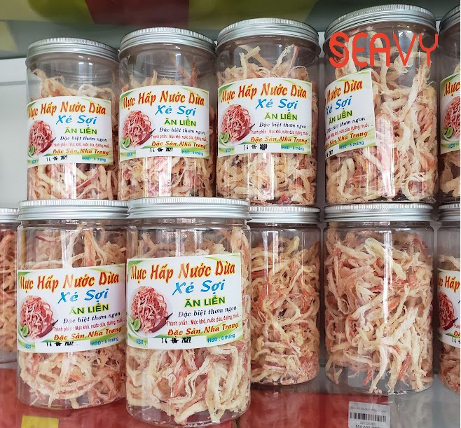Đặc Sản Nha Trang-Mực Xé Sợi Hấp Nước Dừa Thơm Dai Seavy Hộp 200g