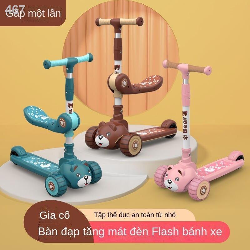 Xe Scooter Cho Bé Hình Gấu Bear Có Nhạc Và Đèn Phát Sáng, Bảo Hành 1 Đổi 1, Xe Trượt Scooter Cho Bé Chòi Chân