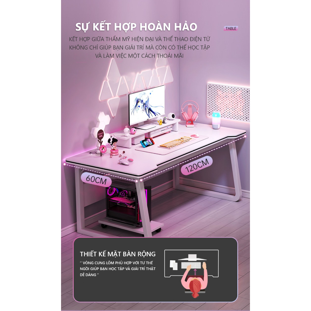 Bàn Gaming, Bàn Làm Việc Khung Sắt Chắc Chắn AM95