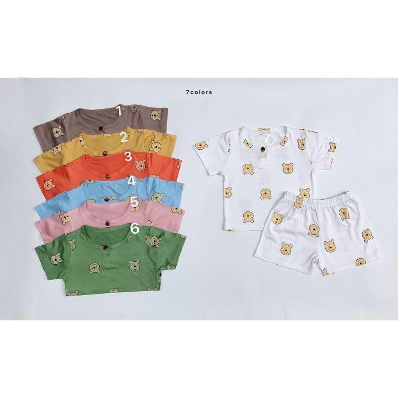 Bộ thun lạnh thun lạnh hình gấu siêu mềm mát cho bé trai/ bé gái