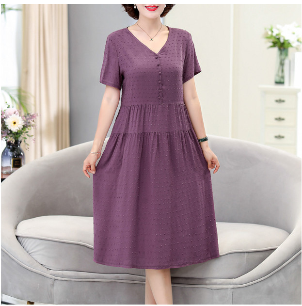 Đầm Trung Niên Lụa Cotton Mềm Mát VH46 - Hàng Quảng Châu Cao Cấp