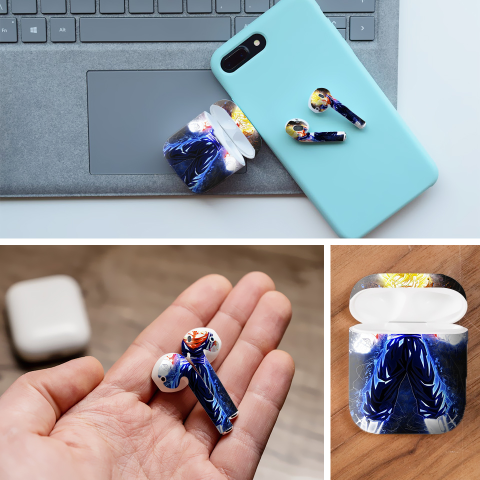 Miếng dán skin chống bẩn cho tai nghe AirPods in hình Dragon Ball - Vegeto - 7vnr93 (bản không dây 1 và 2)