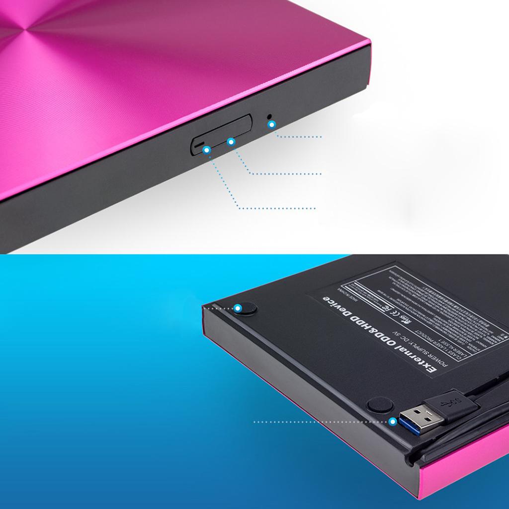 External CD Drive Type C USB 3.0 Portable CD DVD +/-RW Drive Slim DVD/CD ROM Rewriter Burner Writer Compatible with Laptop Desktop PC Windows