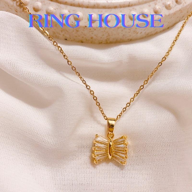 Dây Chuyền Nữ Titan Không Gỉ Mặt Nơ Nhỏ Xinh