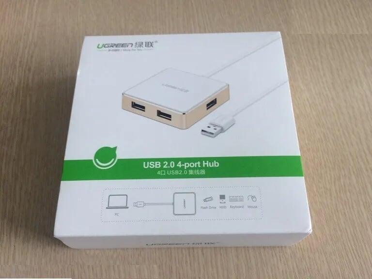 Ugreen UG20803US170TK 20CM màu Trắng Bộ chia HUB USB 2.0 sang 4 USB 2.0 vỏ hợp kim nhôm hỗ trợ nguồn 5V - HÀNG CHÍNH HÃNG