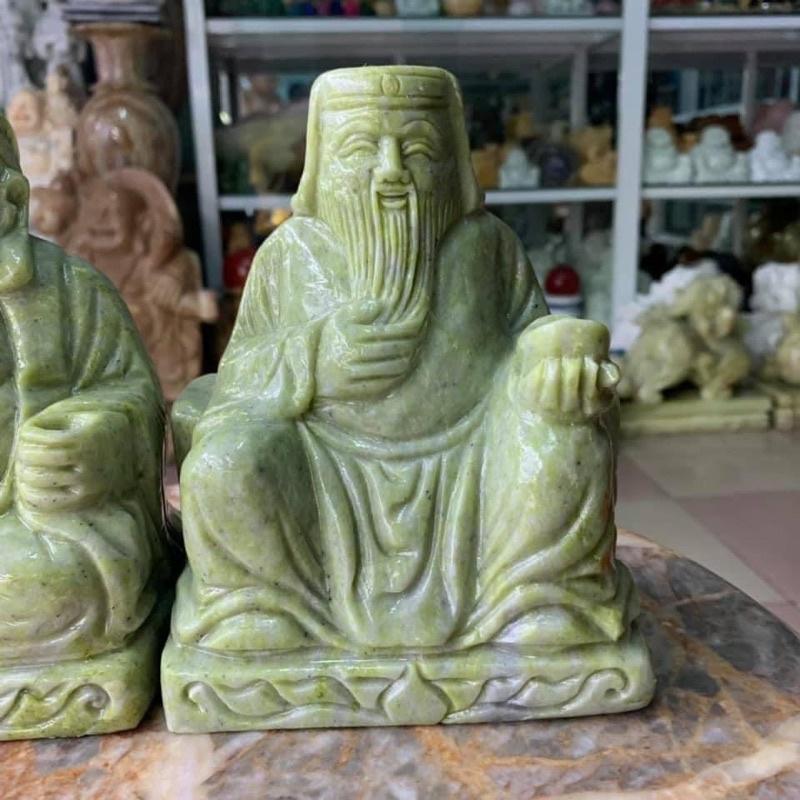 Bộ Thần Tài, Thổ Địa Đá Ngọc Serpentine - cao 16.5cm