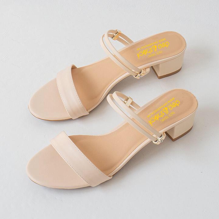 Giày sandal cao gót BIG SIZE thời trang mũi tròn phối dây thắt nút kim loại cao 3cm