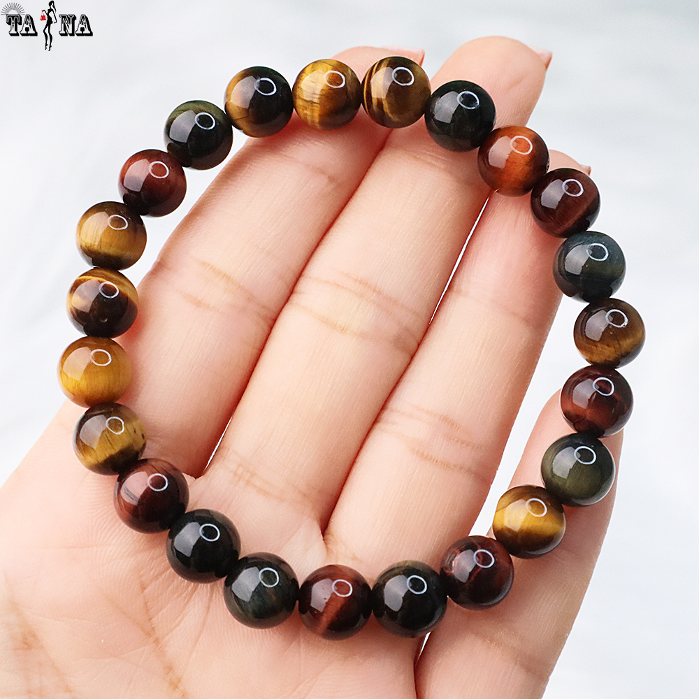 Vòng tay đá mắt hổ tam tài đa sắc 3A