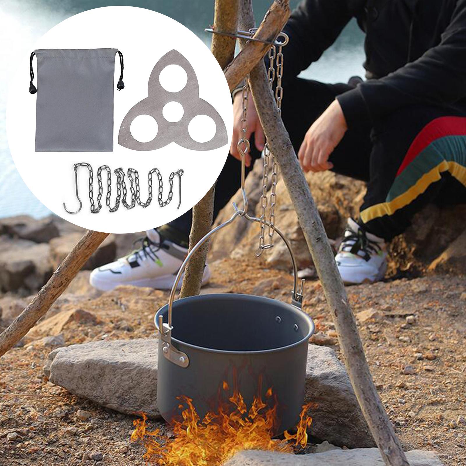 Camping Tripod Board, Turn Branches into Campfire Tripod, Campfire Support Plate with Chain for Hanging Cookware, Great Accessory for Outdoor Cooking