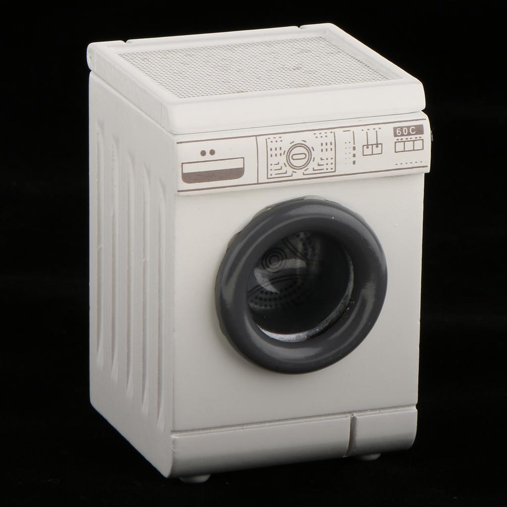 2x 1/12 Scale Washing Machine Model Baby Doll Home Appliance Scenery Decor