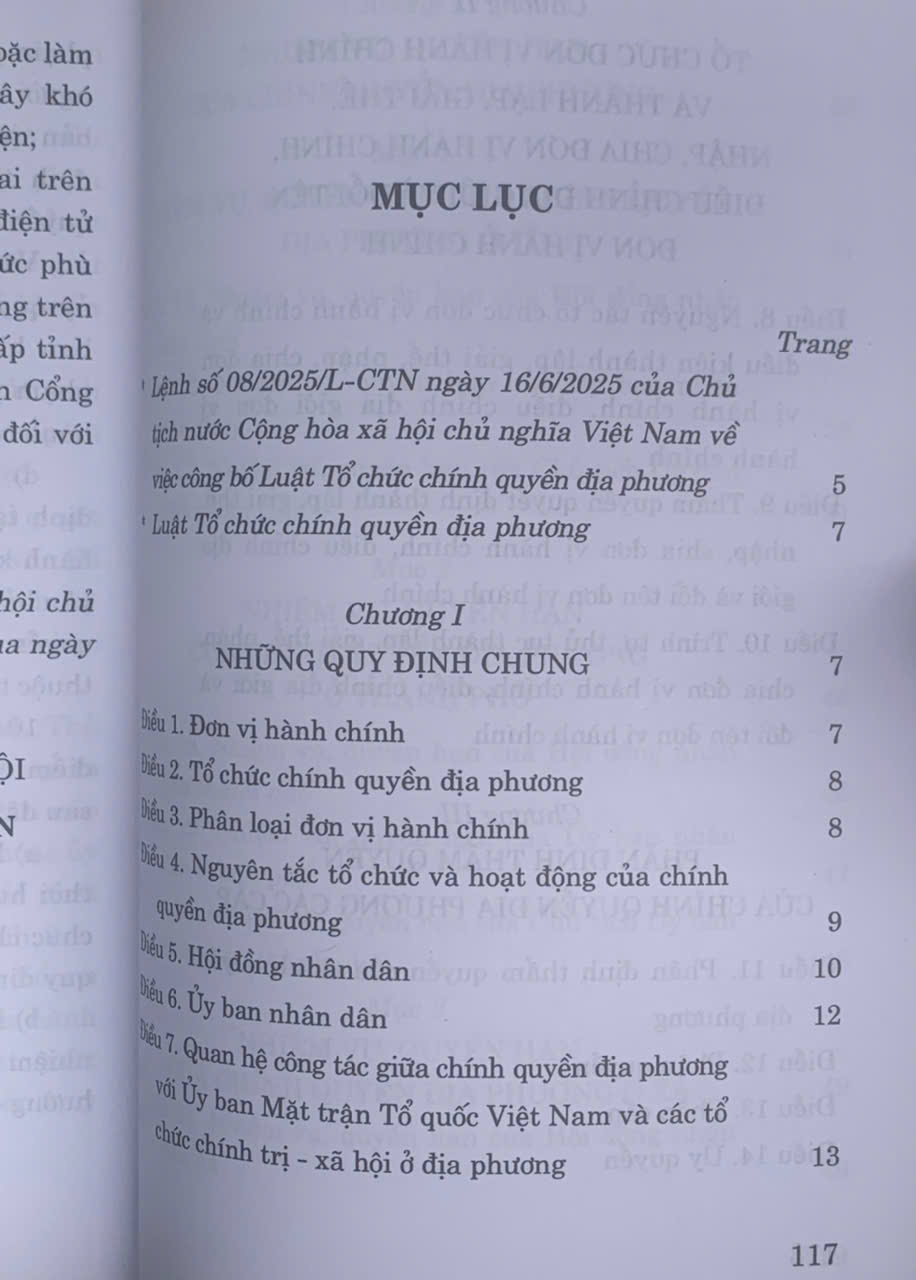 Luật tổ chức chính quyền địa phương