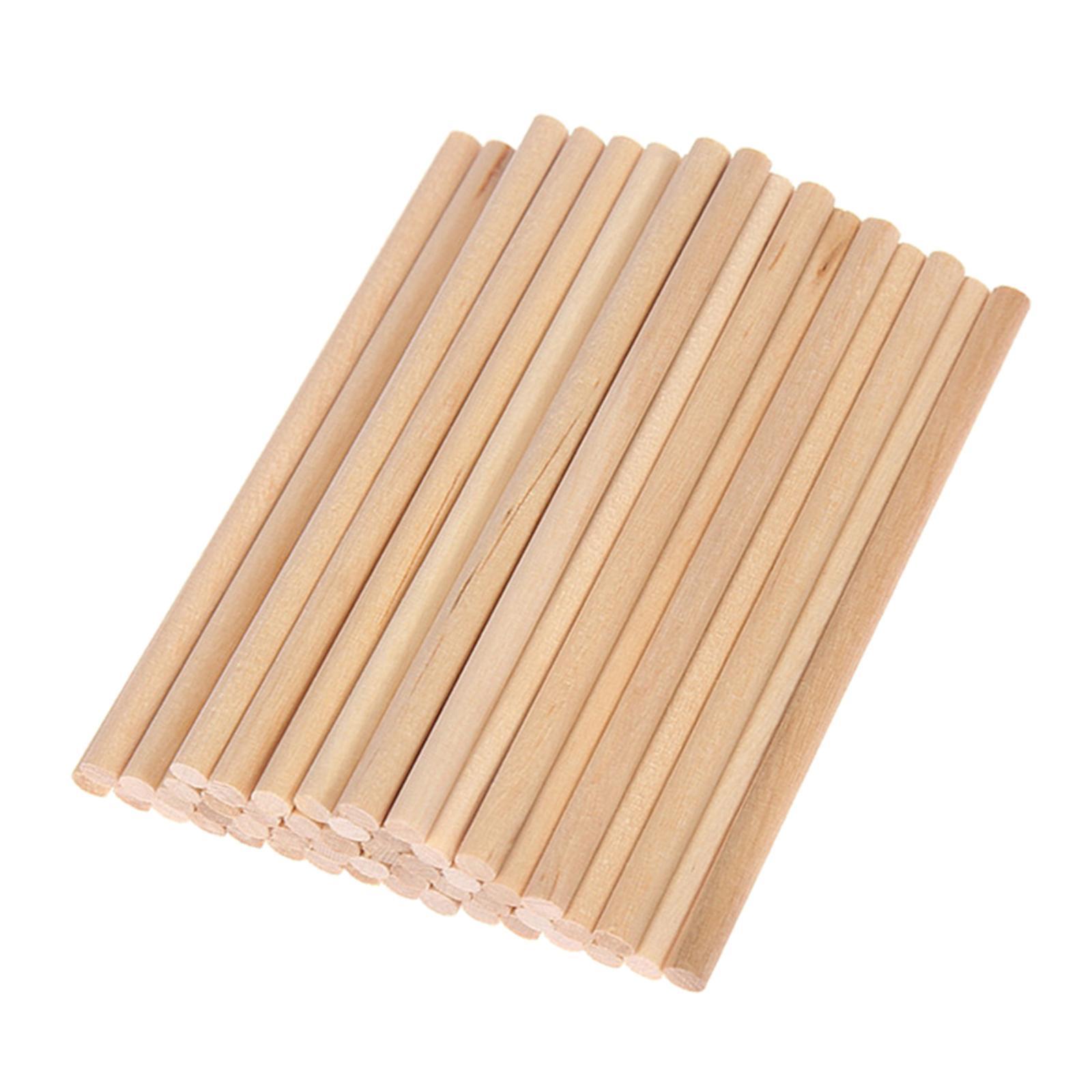 100Pc Unfinished Wood Sticks Wooden Dowel Rods for Model Art Crafts DIY