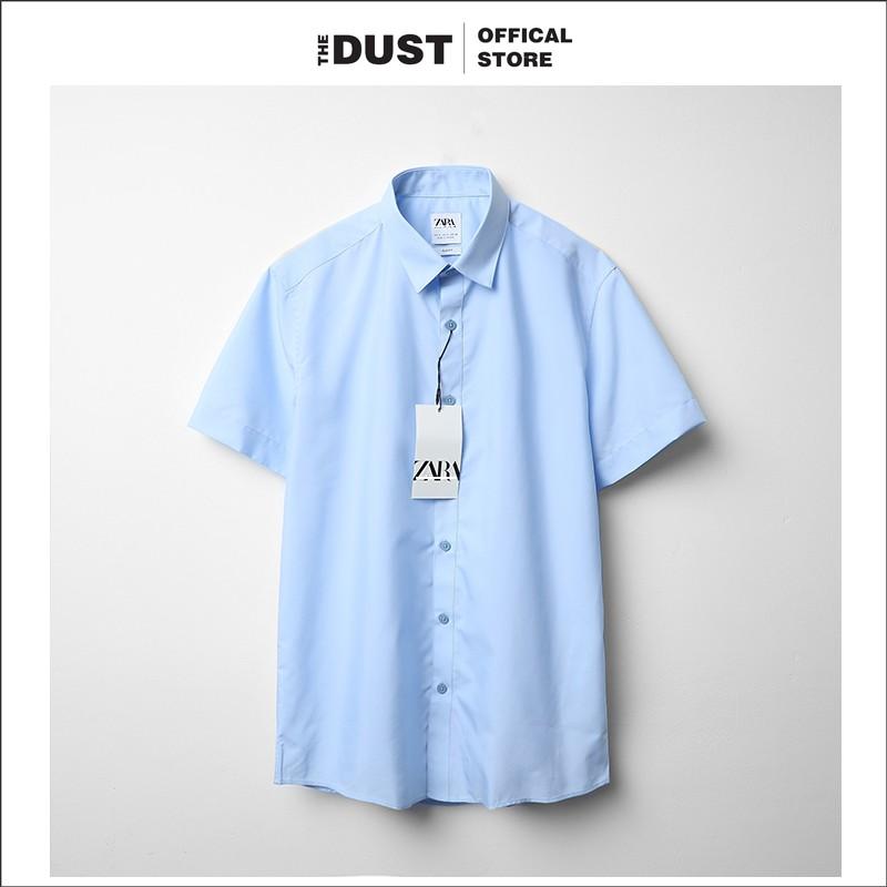 Áo sơ mi nam ngắn tay trơn cổ bẻ basic The Dust - Form slim fit - Sơ mi nam công sở vải cotton lụa cao cấp