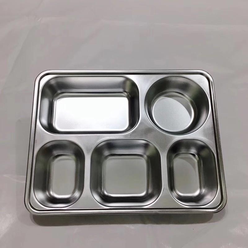 Khay Cơm Inox 5 Ngăn Sâu Lòng 304 Hàn Quốc Giá Rẻ /Khay ăn inox 5 ngăn sâu lòng 201/304 (22x28cm)