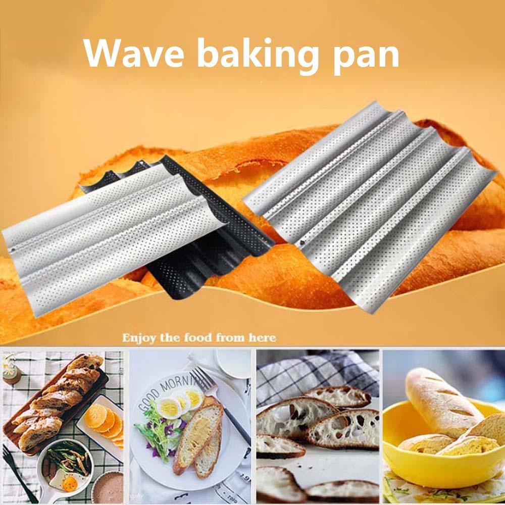 Khay Làm Bánh Mì Gợn Sóng Đục Lỗ Dụng Cụ Làm Bánh, Khay Nướng Bánh 3/4 Khe Tự Làm Khuôn Giá Làm Bánh Khuôn Nướng Que