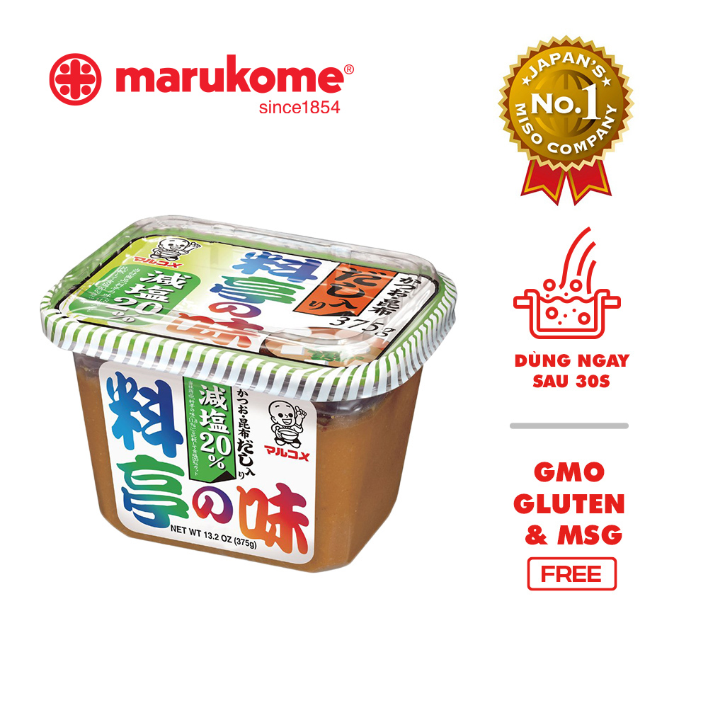 Hộp tương Miso Dashi ít muối Marukome Nhật 375g