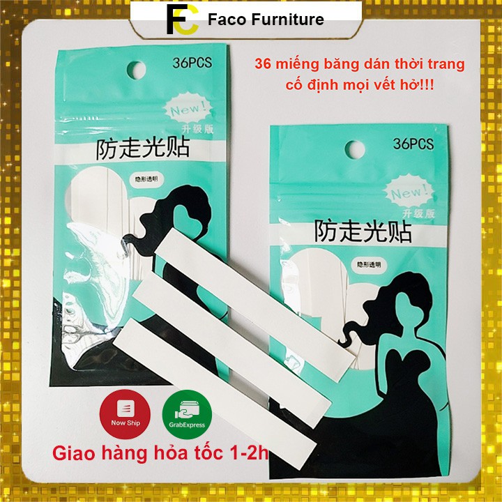 Miếng dán 2 mặt chống hở mép áo mép váy siêu mỏng trong suốt túi 36 miếng - Băng dính cố định quần áo