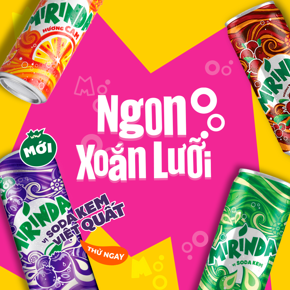 Thùng 24 Lon Nước Ngọt Có Gaz Mirinda Soda Kem (320ml/lon)