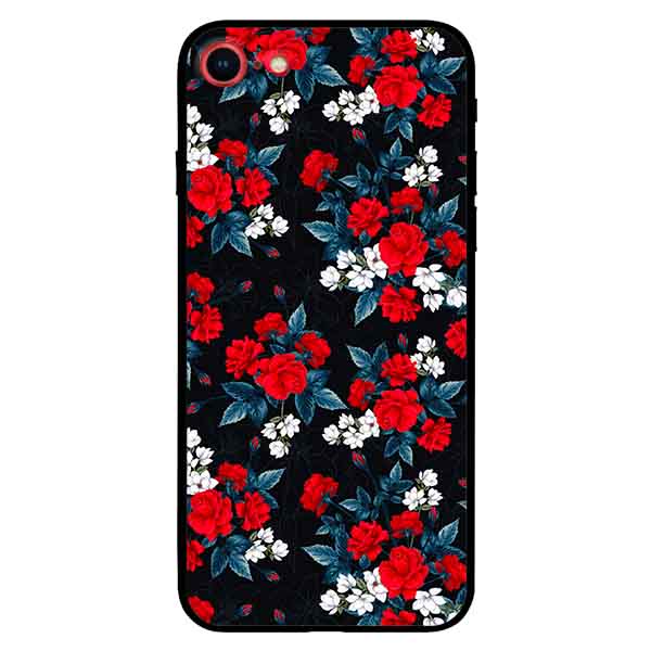 Ốp lưng in cho Iphone 7/ 8 Mẫu Hồng Đỏ Nền Đen