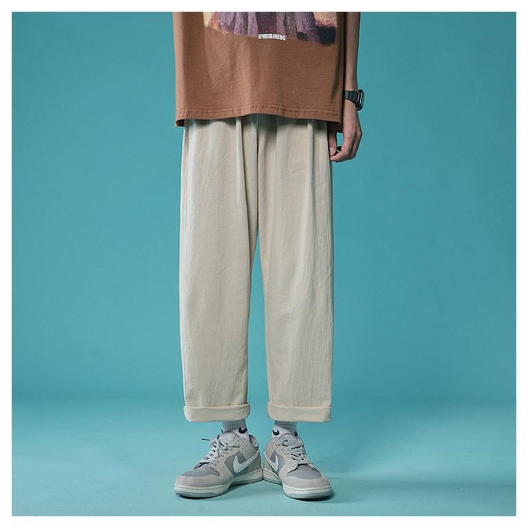 Quần Baggy Ống Rộng Vải Đũi Nam Nữ - Quần Đũi Lưng Thun Chất Liệu Đũi Xước Xắn Gấu 4 Màu Cực Đẹp