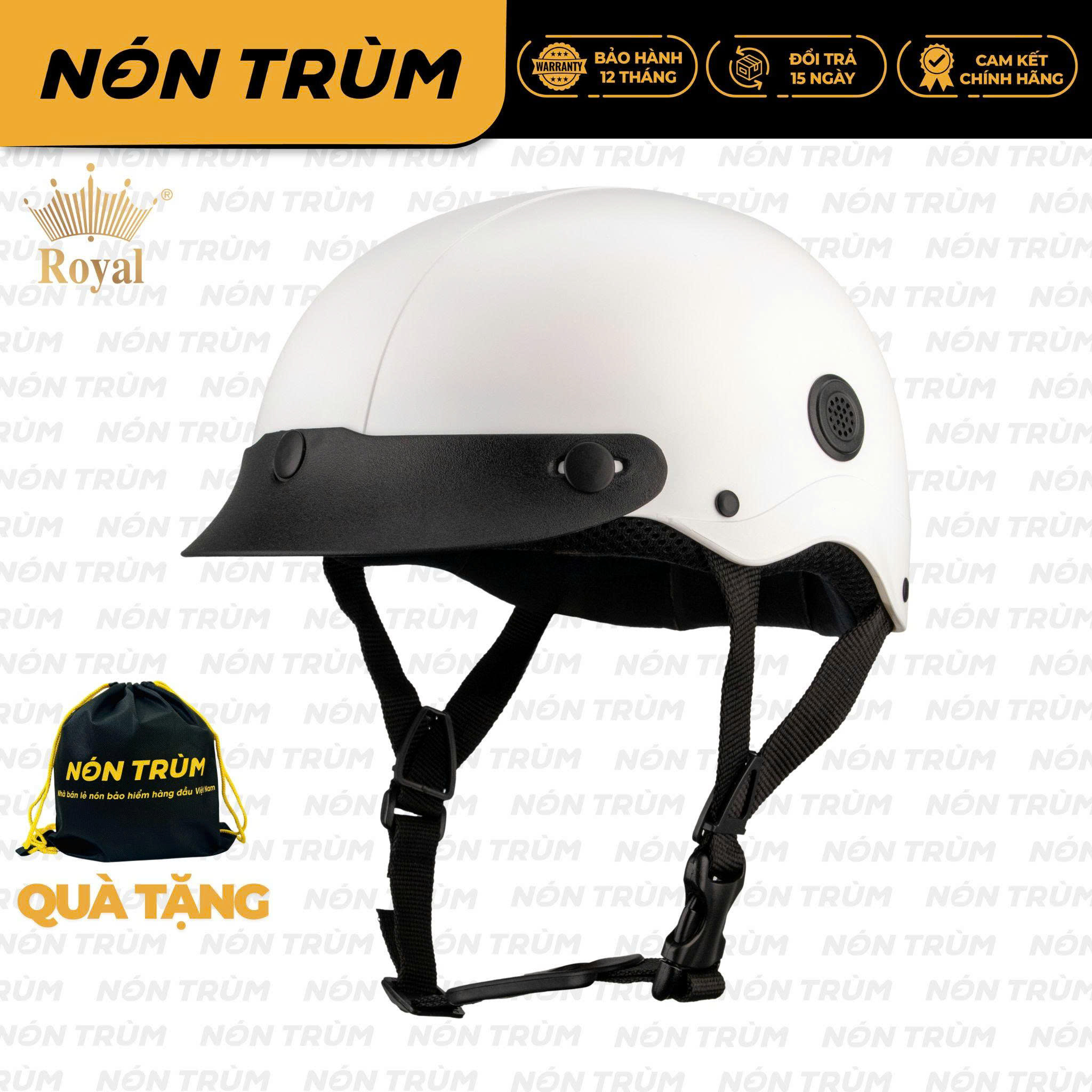 Mũ bảo hiểm xe máy 1/2 Royal M368 lưỡi trai kèm thông gió gọn nhẹ