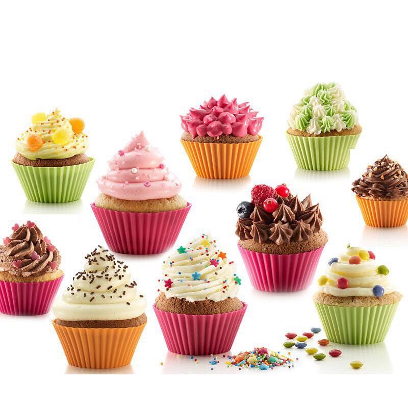 Combo 5 khuôn silicon tròn 7cm nướng bánh cupcake