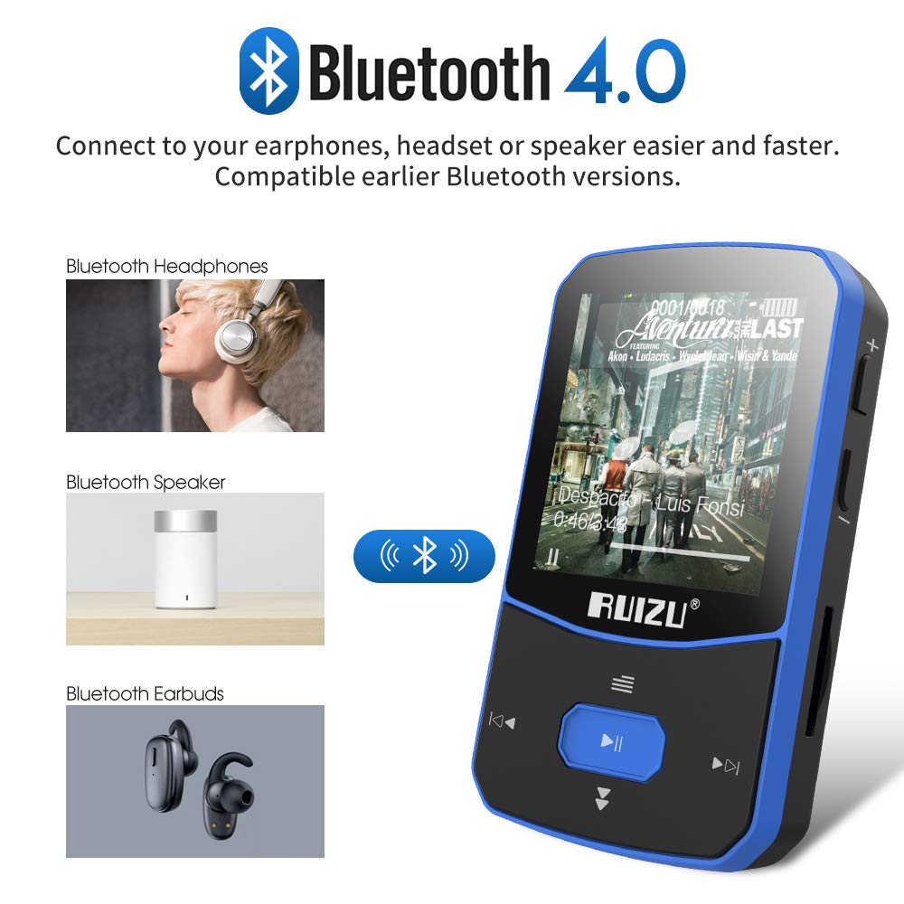 Máy Nghe Nhạc MP3 Bluetooth Ruizu X52 Bộ Nhớ Trong 8GB Cao Cấp AZONE - Hàng Chính Hãng