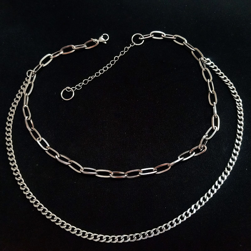 Vòng cổ đôi đơn giản phong cách ngắn Niche cá tính hoang dã dây chuyền xương đòn thời trang