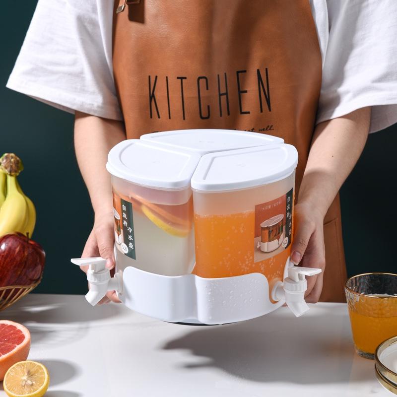 Bình đựng nước có vòi - Bình nước nhựa chia 3 ngăn dung tích 5.2L đế xoay tiện lợi