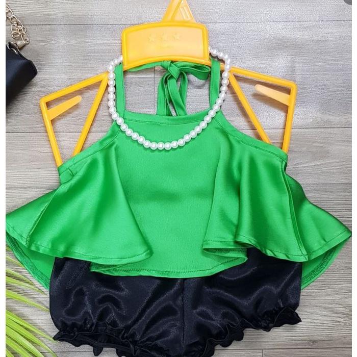 Bộ đồ bé gái áo yếm 2 dây sexy lụa cao cấp 8-22kg Angel Baby Thời Trang Thiết Kế