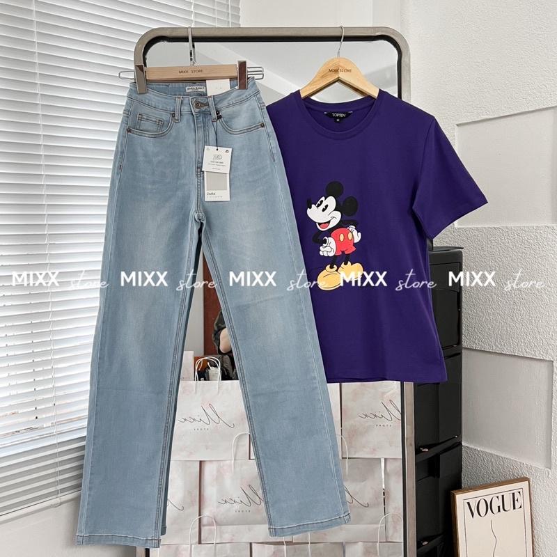 Áo Thun Nữ Topten mickey xuất hàn chất cotton mềm mịn phom suông rộng thoải mái