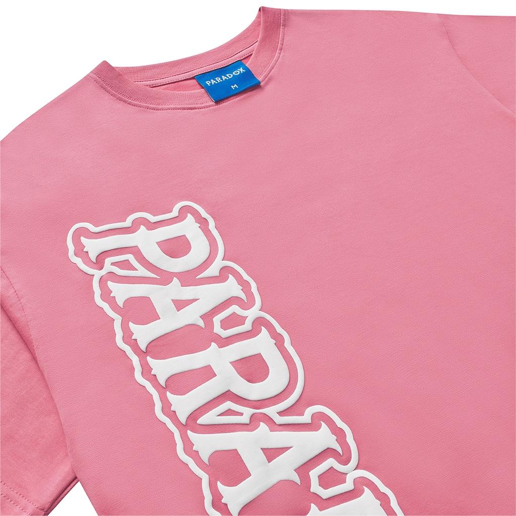 Áo thun form rộng Paradox tay lỡ - Unisex - In hình - VERTICAL EMBOSSING - Màu hồng đậm