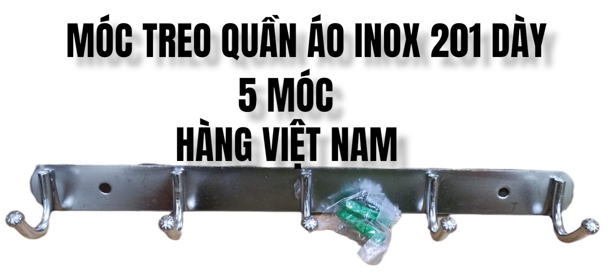 MÓC TREO QUẦN ÁO - INOX 201 DÀY - 5 MÓC - 6 MÓC - 8 MÓC