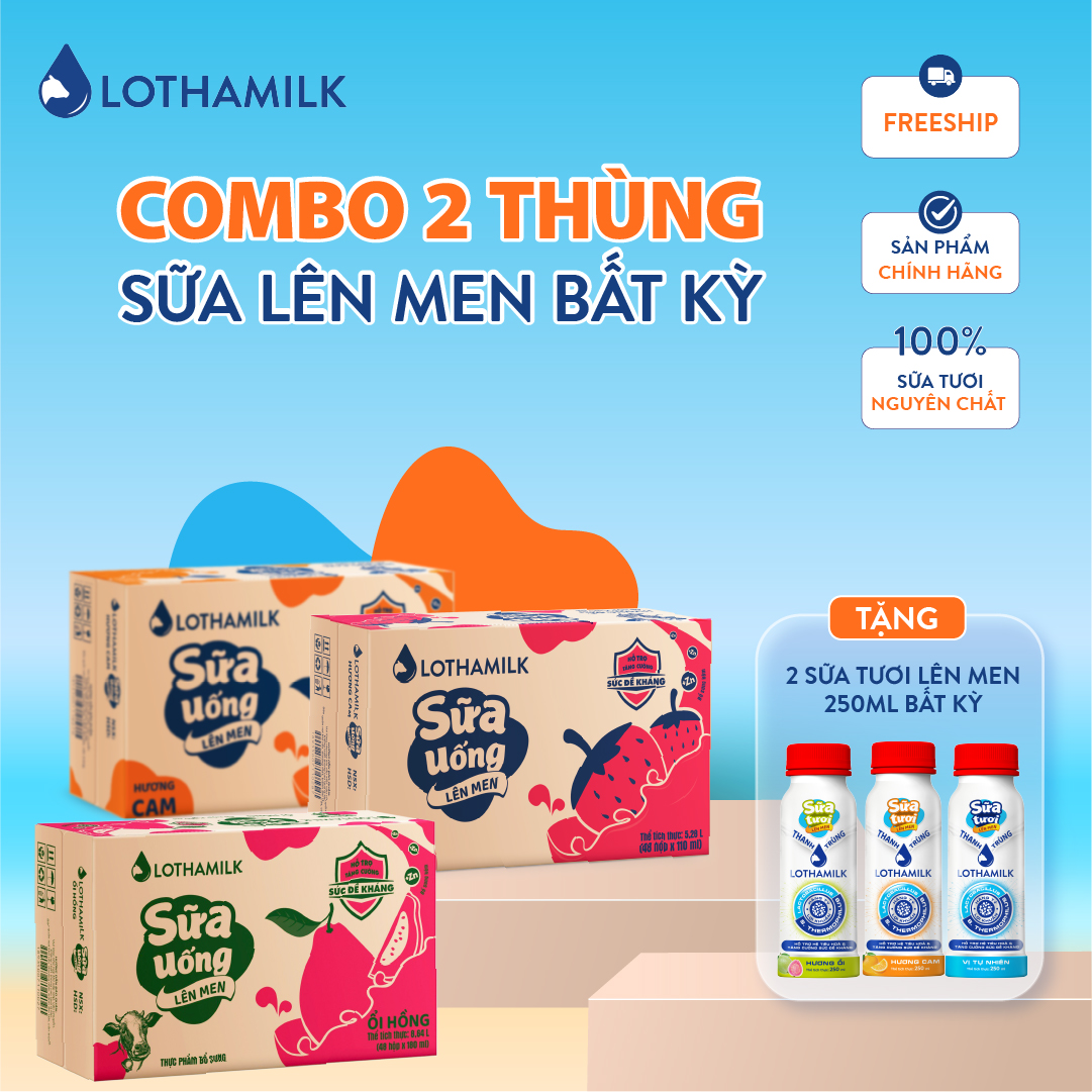 Thùng 48 hộp sữa uống lên men Lothamilk 180ml